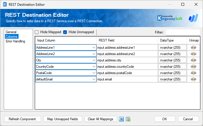Wave Accounting Destination - Columns